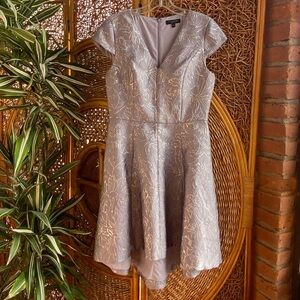 Halston Heritage Gray Silver High Low Dress Gown Cap Sleeve Size 8 New Condition